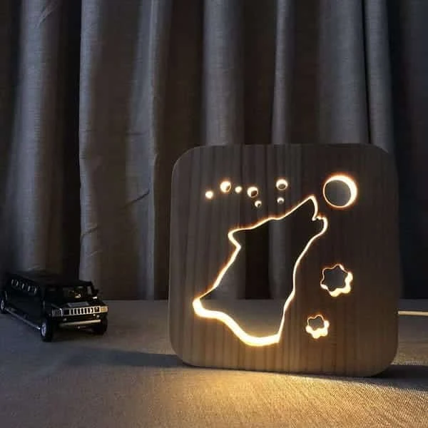Lampe Loup Lune 3 Lampe Loup Lune