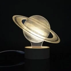 Lampe Planète Saturne En Bois