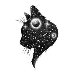 Tatouage Éphémère Chat Spatial