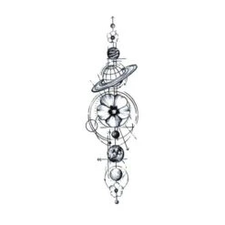 Tatouage Éphémère Système Solaire Fleuri