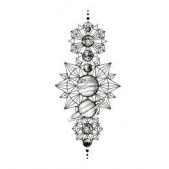 Tatouage Éphémère Système Solaire Géométrique